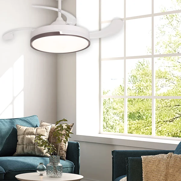 VENTILATEUR DE PLAFOND LED 48W RÉGLABLE 4 PALES PLIABLES SKYLER