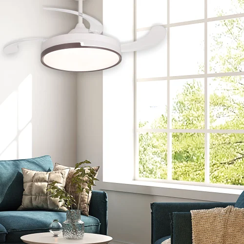 VENTILATEUR DE PLAFOND LED 48W RÉGLABLE 4 PALES PLIABLES SKYLER