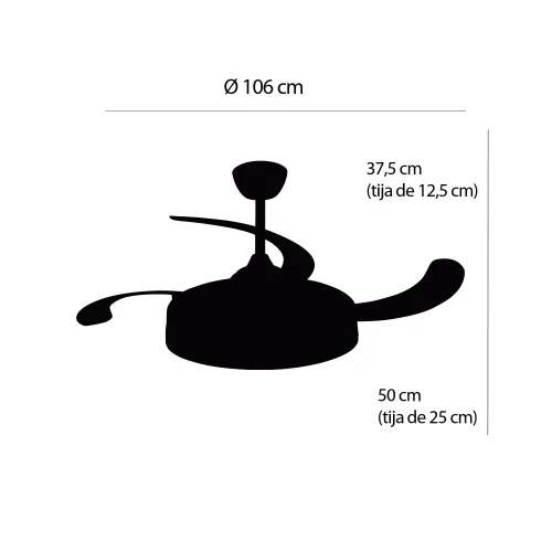 VENTILATEUR DE PLAFOND LED 48W RÉGLABLE 4 PALES PLIABLES SKYLER