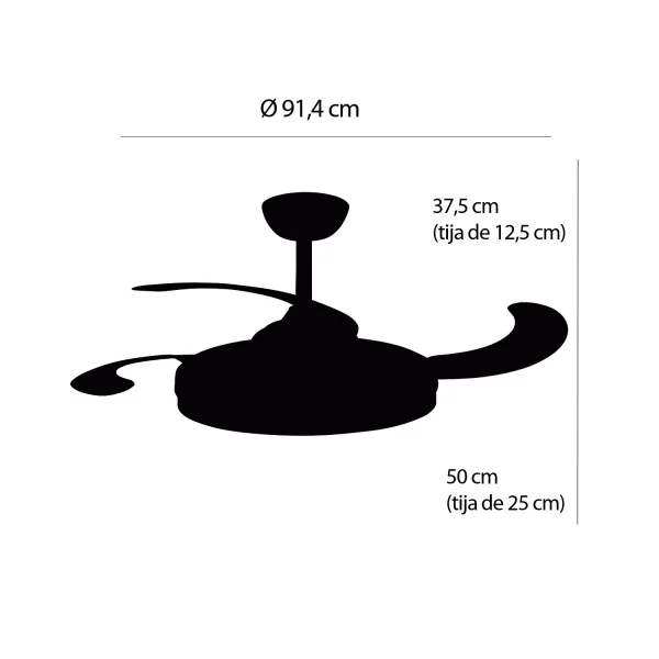 VENTILATEUR DE PLAFOND LED 38W RÉGLABLE 4 PALES PLIABLES HANOI