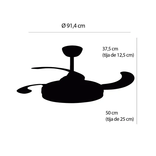 VENTILATEUR DE PLAFOND LED 38W RÉGLABLE 4 PALES PLIABLES HANOI