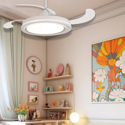 VENTILATEUR DE PLAFOND LED 48W RÉGLABLE 4 PALES PLIABLES HANOI
