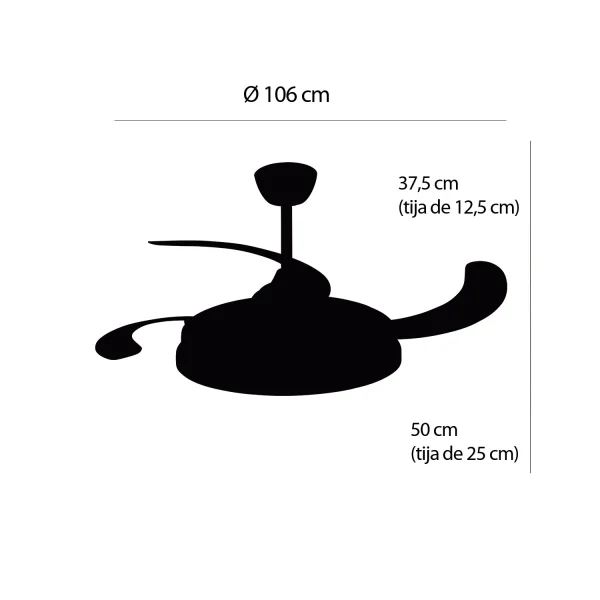 VENTILATEUR DE PLAFOND LED 48W RÉGLABLE 4 PALES PLIABLES HANOI