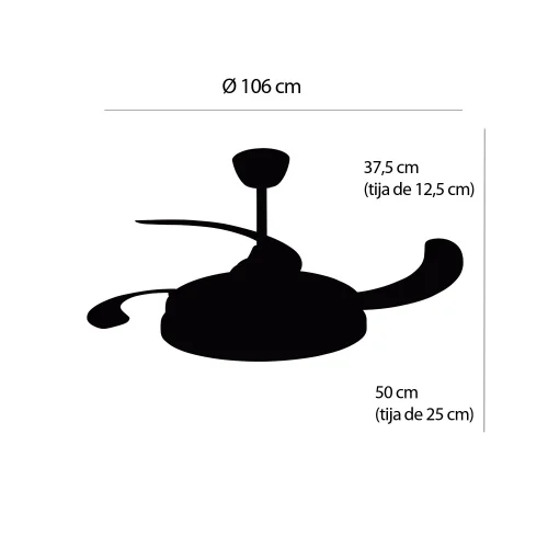 VENTILATEUR DE PLAFOND LED 48W RÉGLABLE 4 PALES PLIABLES HANOI