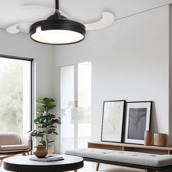 VENTILATEUR DE PLAFOND LED 38W RÉGLABLE 4 PALES PLIANTES NASHVILLE