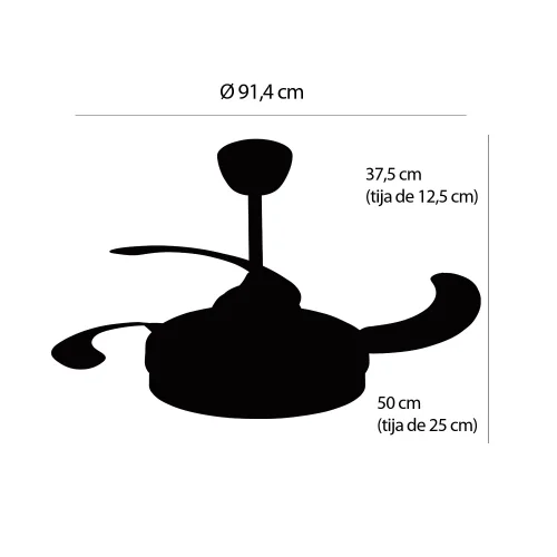 VENTILATEUR DE PLAFOND LED 38W RÉGLABLE 4 PALES PLIANTES NASHVILLE