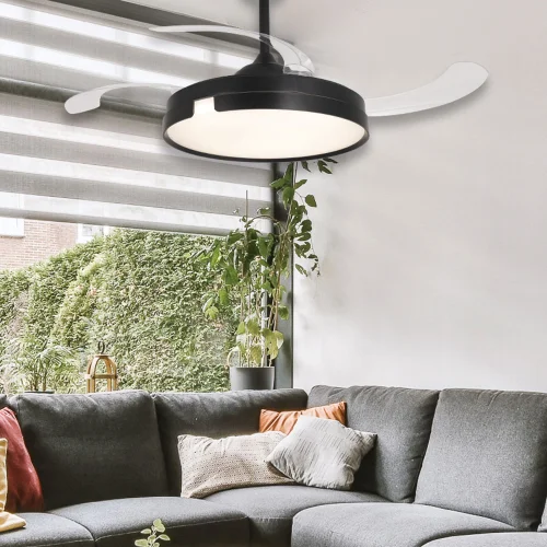 VENTILATEUR DE PLAFOND LED 48W RÉGLABLE 4 PALES PLIABLES NASHVILLE