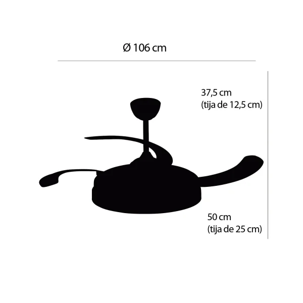 VENTILATEUR DE PLAFOND LED 48W RÉGLABLE 4 PALES PLIABLES NASHVILLE