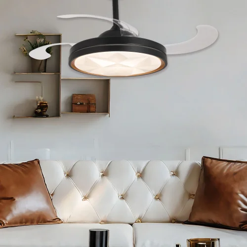 VENTILATEUR DE PLAFOND LED 38W RÉGLABLE 4 PALES PLIANTES WELLINGTON