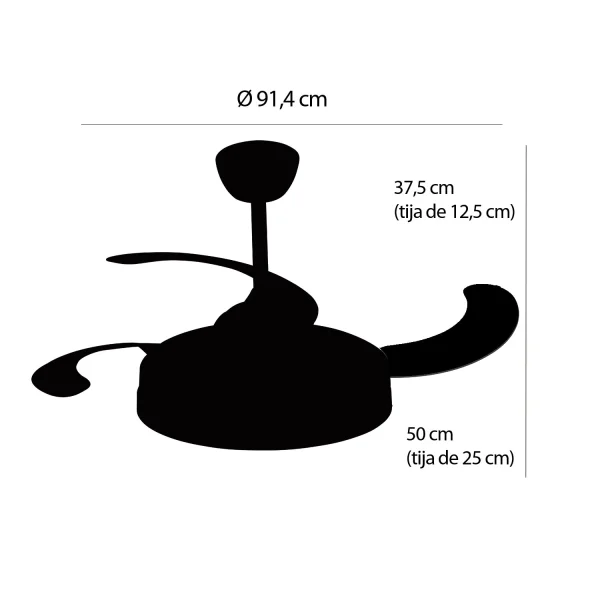 VENTILATEUR DE PLAFOND LED 38W RÉGLABLE 4 PALES PLIANTES WELLINGTON