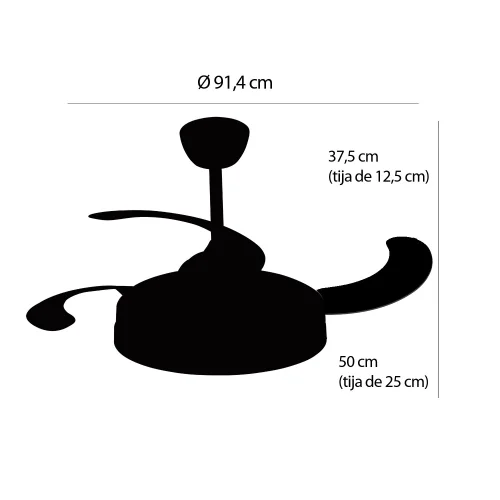 VENTILATEUR DE PLAFOND LED 38W RÉGLABLE 4 PALES PLIANTES WELLINGTON