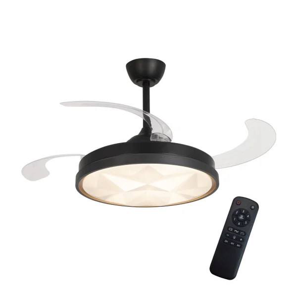 VENTILATEUR DE PLAFOND LED 48W RÉGLABLE 4 PALES PLIABLES WELLINGTON