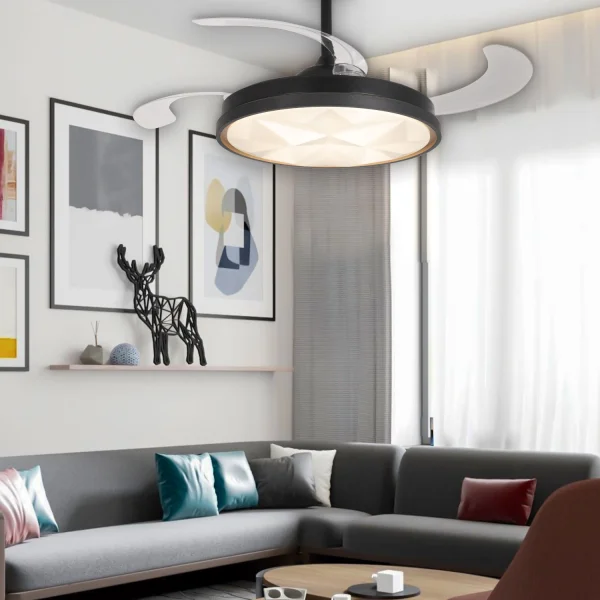 VENTILATEUR DE PLAFOND LED 48W RÉGLABLE 4 PALES PLIABLES WELLINGTON