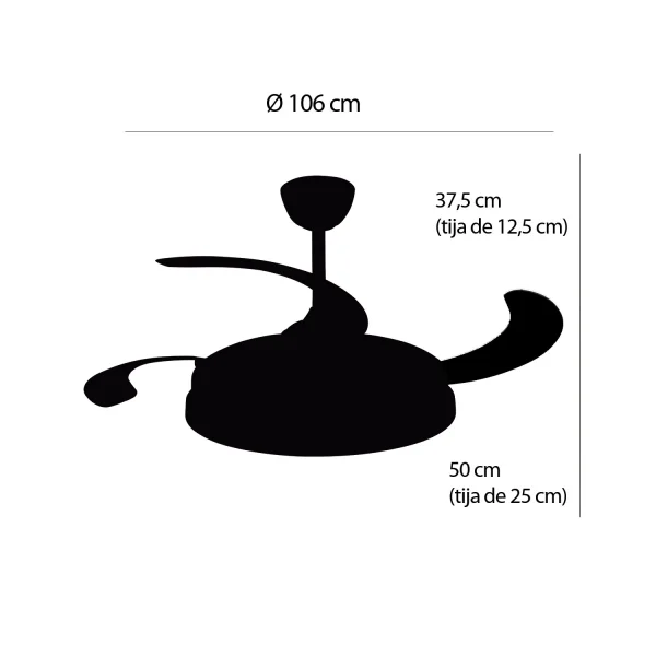 VENTILATEUR DE PLAFOND LED 48W RÉGLABLE 4 PALES PLIABLES WELLINGTON