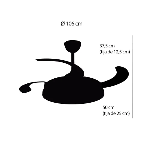 VENTILATEUR DE PLAFOND LED 48W RÉGLABLE 4 PALES PLIABLES WELLINGTON