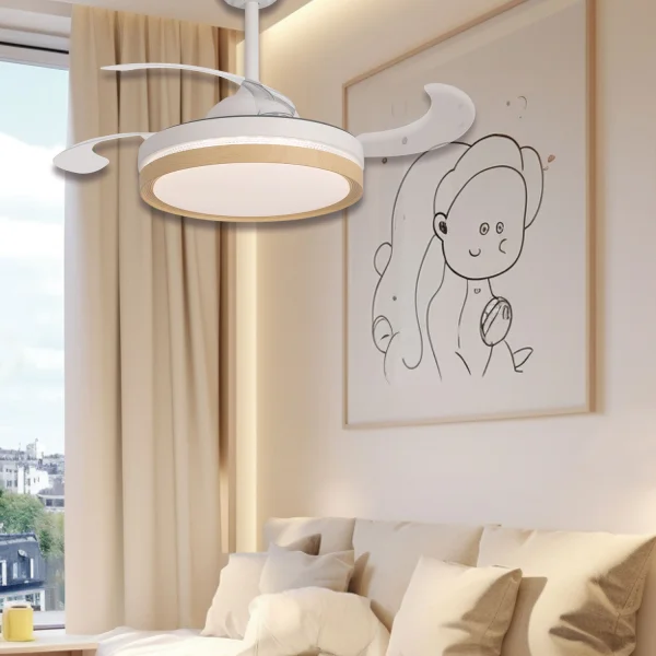 VENTILATEUR DE PLAFOND LED 38W RÉGLABLE 4 PALES PLIABLES TUCSON