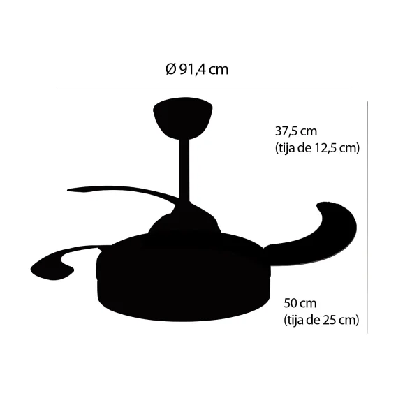 VENTILATEUR DE PLAFOND LED 38W RÉGLABLE 4 PALES PLIABLES TUCSON