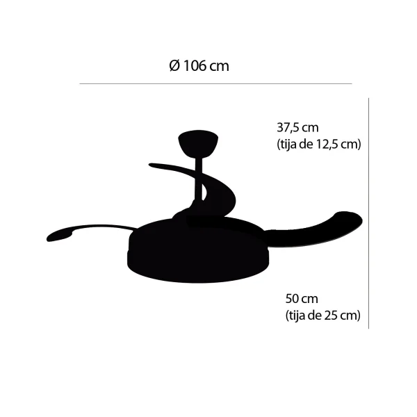 VENTILATEUR DE PLAFOND LED 48W RÉGLABLE 4 PALES PLIABLES TUCSON