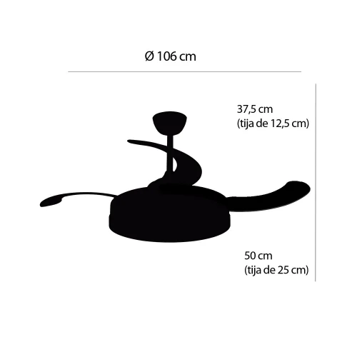 VENTILATEUR DE PLAFOND LED 48W RÉGLABLE 4 PALES PLIABLES TUCSON