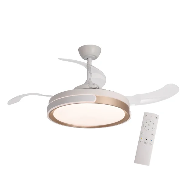 VENTILATEUR DE PLAFOND LED 35W RÉGLABLE 4 PALES RÉTRACTABLES BURLINGTON