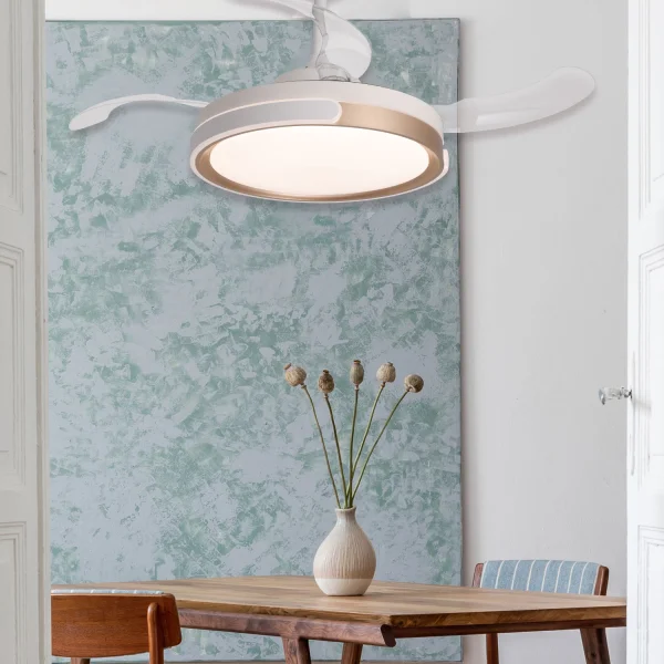 VENTILATEUR DE PLAFOND LED 35W RÉGLABLE 4 PALES RÉTRACTABLES BURLINGTON