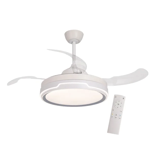 VENTILATEUR DE PLAFOND LED 35W RÉGLABLE 4 PALES RÉTRACTABLES CHARLESTON