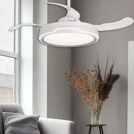 VENTILATEUR DE PLAFOND LED 35W RÉGLABLE 4 PALES RÉTRACTABLES CHARLESTON 2