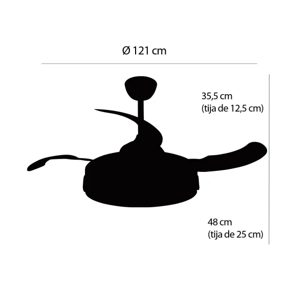 VENTILATEUR DE PLAFOND LED 35W RÉGLABLE 4 PALES RÉTRACTABLES CHARLESTON