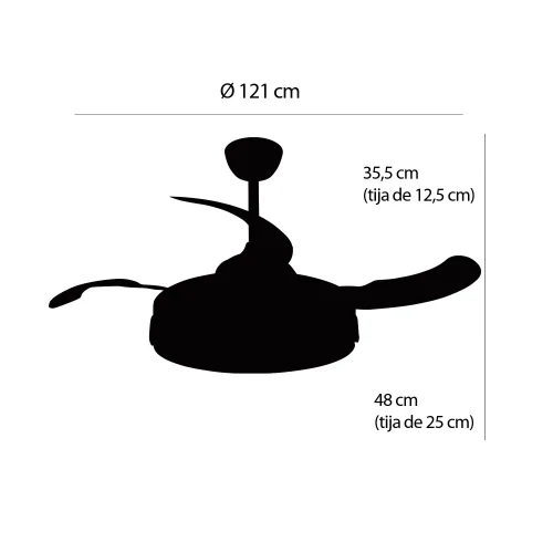 VENTILATEUR DE PLAFOND LED 35W RÉGLABLE 4 PALES RÉTRACTABLES CHARLESTON