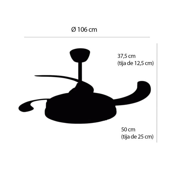 VENTILATEUR DE PLAFOND LED 48W RÉGLABLE 4 PALES RÉTRACTABLES PRAGA