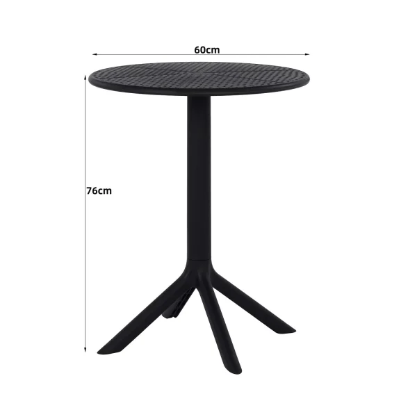 TABLE DE JARDIN POLYPROPYLÈNE NOIR Ø60 CM KORA