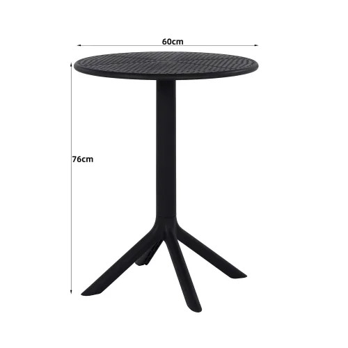 TABLE DE JARDIN POLYPROPYLÈNE NOIR Ø60 CM KORA