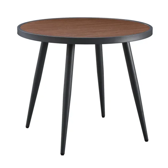 Table de Jardin Métal Effet Bois Ø90 cm Inez| Lúzete
