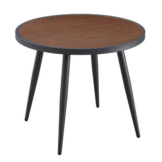 Table de Jardin Métal Effet Bois Ø90 cm Inez| Lúzete 2