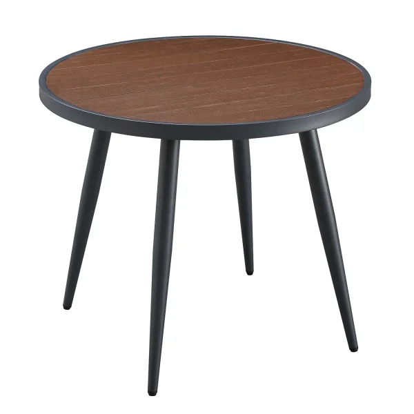 MESA DE JARDIN MÉTAL EFFET BOIS Ø90 CM INEZ