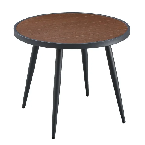 MESA DE JARDIN MÉTAL EFFET BOIS Ø90 CM INEZ