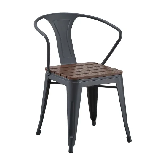 CHAISE DE JARDIN MÉTAL EFFET BOIS INEZ