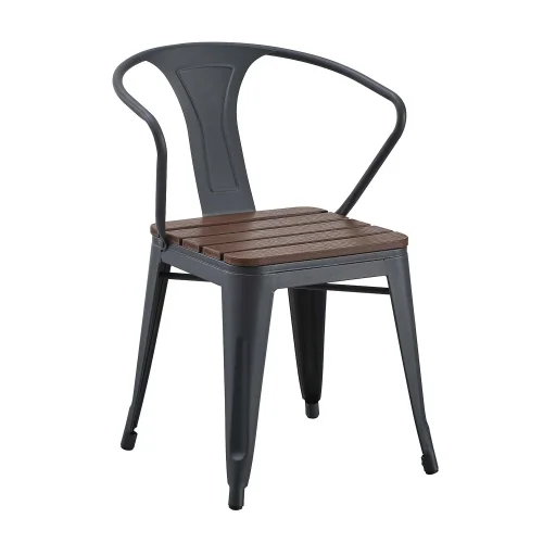 CHAISE DE JARDIN MÉTAL EFFET BOIS INEZ