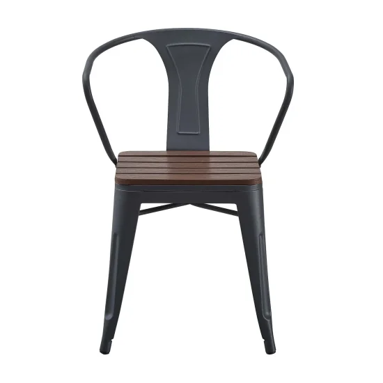 CHAISE DE JARDIN MÉTAL EFFET BOIS INEZ 2