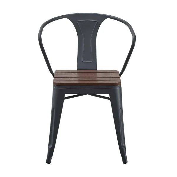 CHAISE DE JARDIN MÉTAL EFFET BOIS INEZ