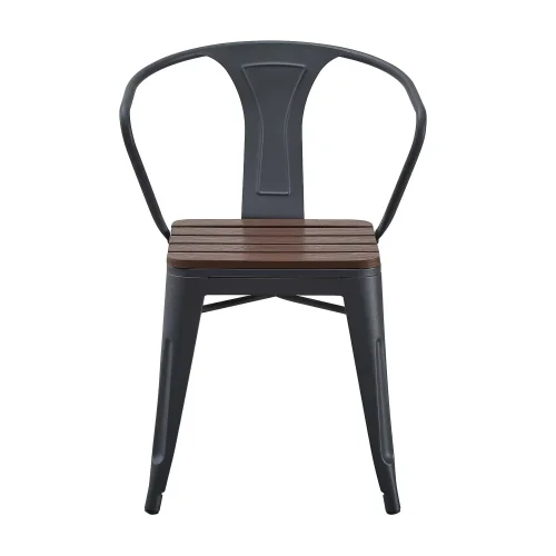 CHAISE DE JARDIN MÉTAL EFFET BOIS INEZ