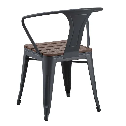 CHAISE DE JARDIN MÉTAL EFFET BOIS INEZ