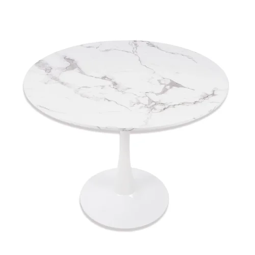 TABLE À MANGER RONDE EN MARBRE BLANC Ø90 CM SAN ANTONI