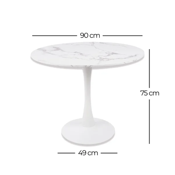 TABLE À MANGER RONDE EN MARBRE BLANC Ø90 CM SAN ANTONI