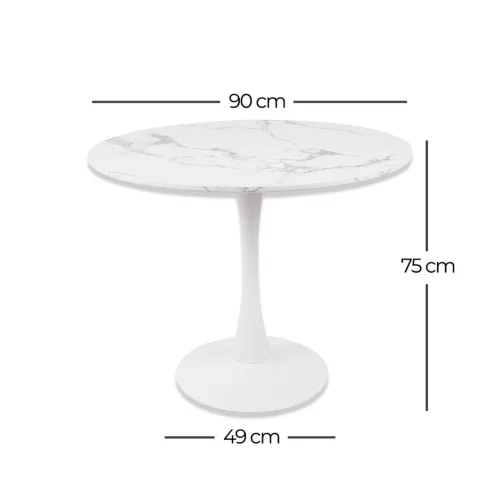 TABLE À MANGER RONDE EN MARBRE BLANC Ø90 CM SAN ANTONI