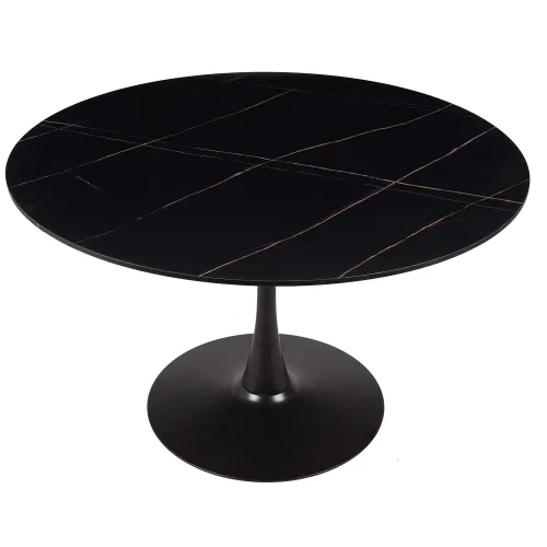 TABLE À MANGER RONDE EN MARBRE NOIR Ø120 CM SAN ANTONI TABLE À MANGER RONDE EN MARBRE NOIR Ø120 CM SAN ANTONI