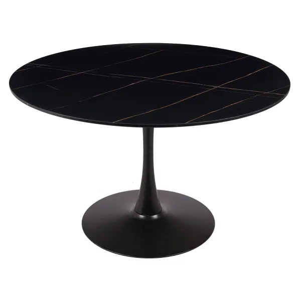 TABLE À MANGER RONDE EN MARBRE NOIR Ø120 CM SAN ANTONI TABLE À MANGER RONDE EN MARBRE NOIR Ø120 CM SAN ANTONI