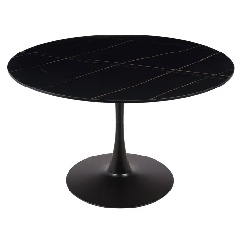 TABLE À MANGER RONDE EN MARBRE NOIR Ø120 CM SAN ANTONI TABLE À MANGER RONDE EN MARBRE NOIR Ø120 CM SAN ANTONI