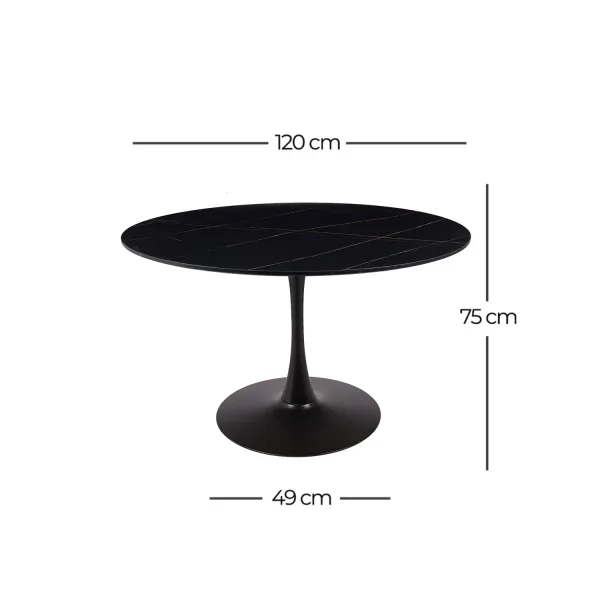 TABLE À MANGER RONDE EN MARBRE NOIR Ø120 CM SAN ANTONI TABLE À MANGER RONDE EN MARBRE NOIR Ø120 CM SAN ANTONI