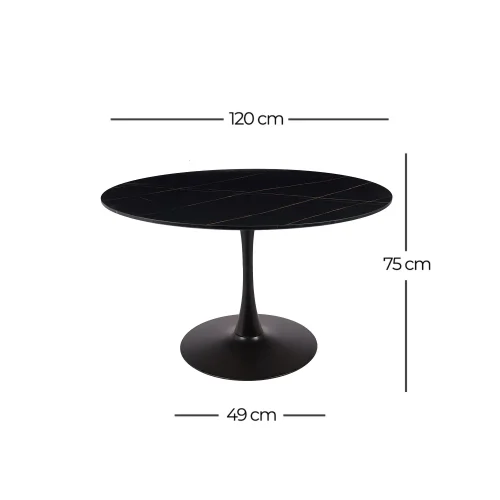 TABLE À MANGER RONDE EN MARBRE NOIR Ø120 CM SAN ANTONI TABLE À MANGER RONDE EN MARBRE NOIR Ø120 CM SAN ANTONI